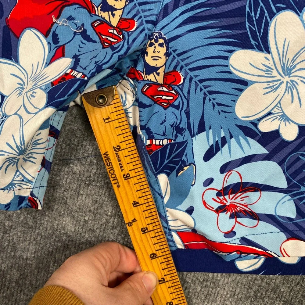 Superman Mens XXL Swim Trunks Blue Tropical Hawaiian Floral Board‎ Shorts NWT